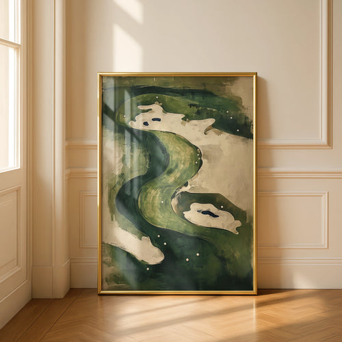 Abstract Golf Course Poster, Green Fairway Art Print, Golf Wall Art, Golfer Gift