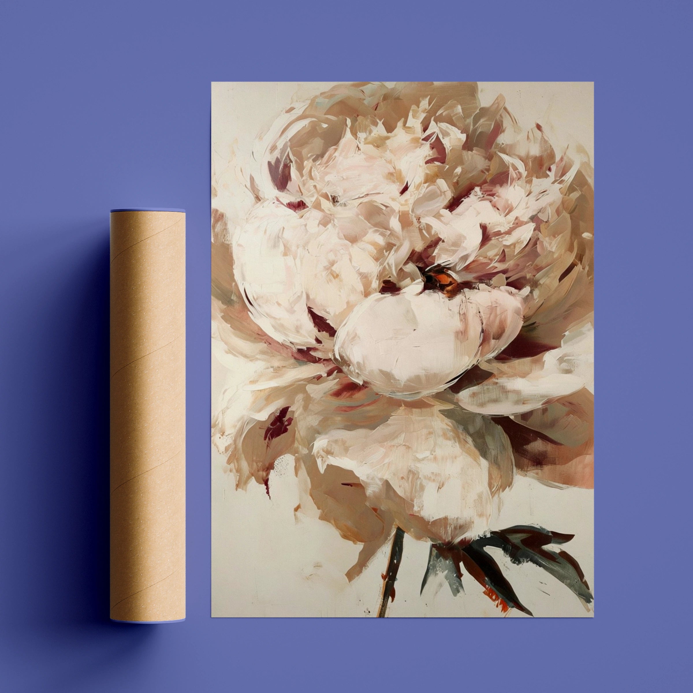 Blush Peony Wall Art, Abstract Floral Poster, Neutral Botanical Print, Living Room Decor