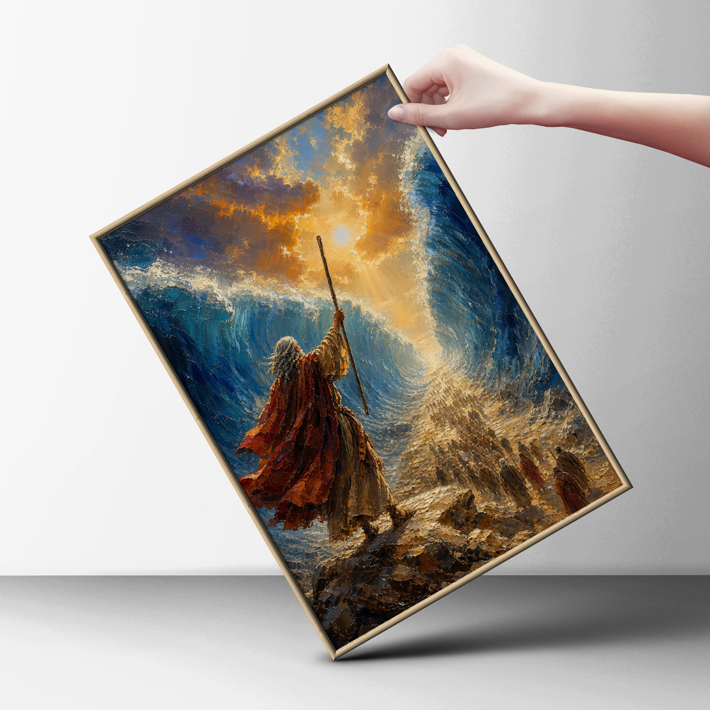 Moses Parting the Red Sea Poster, Biblical Wall Art, Old Testament Print, Christian Home Decor