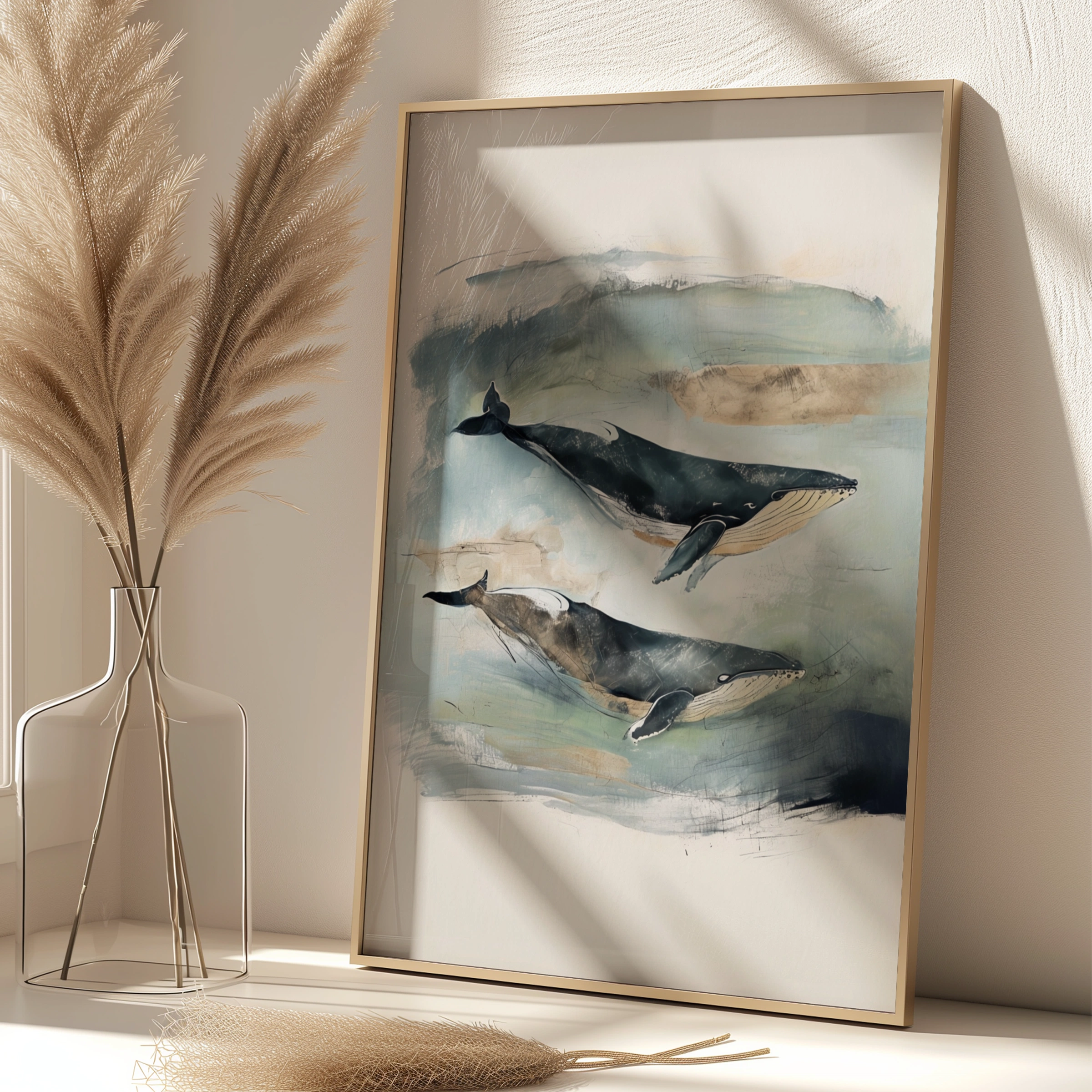 Humpback Whale Art Print, Ocean Animal Poster, Nautical Wall Art, Watercolour Sea Decor