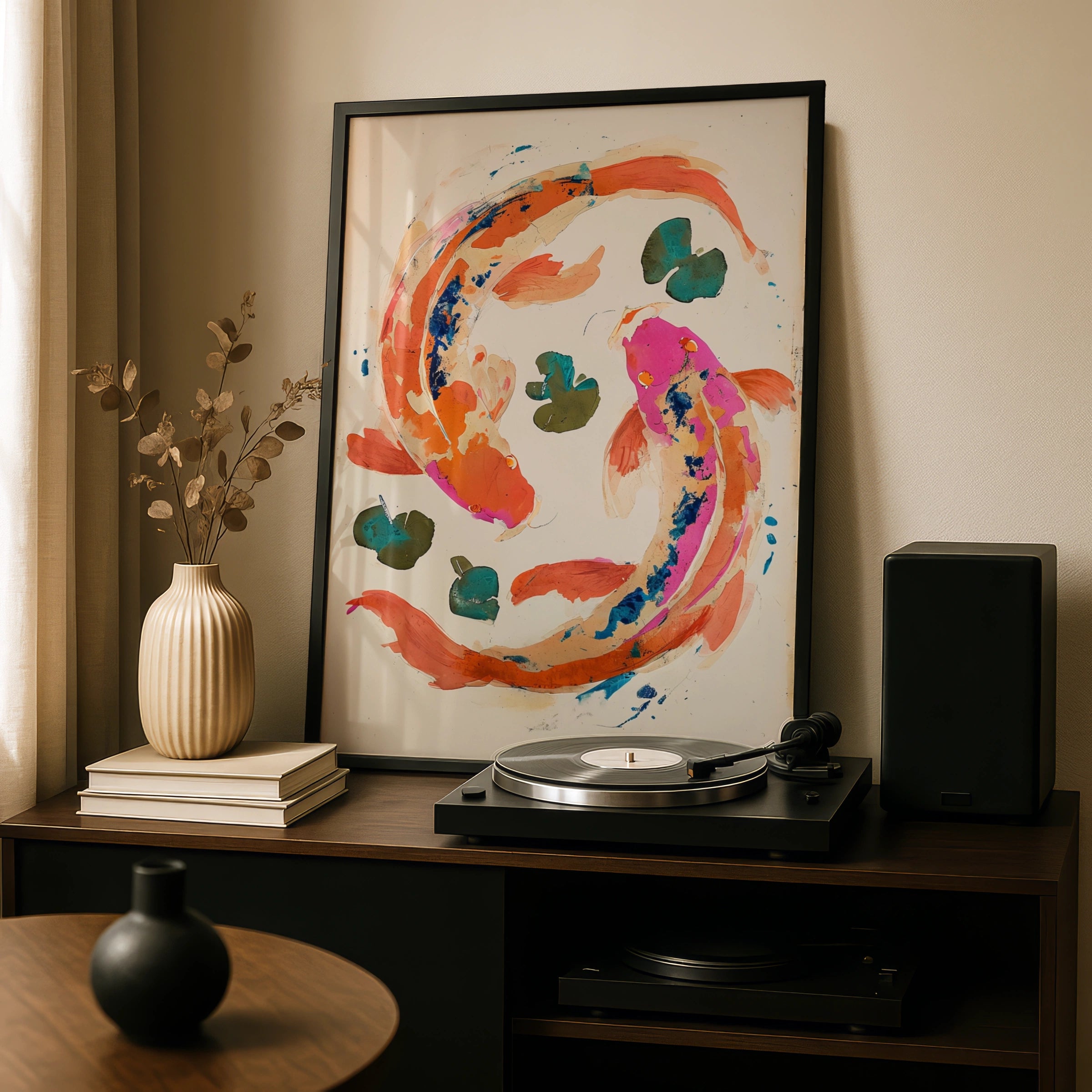 Koi Fish Wall Art, Japanese Koi Poster, Colourful Fish Print, Zen Home Decor