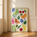 Cocktail Garnish Pattern Poster, Bar Cart Wall Art, Citrus Cherry Olive Print