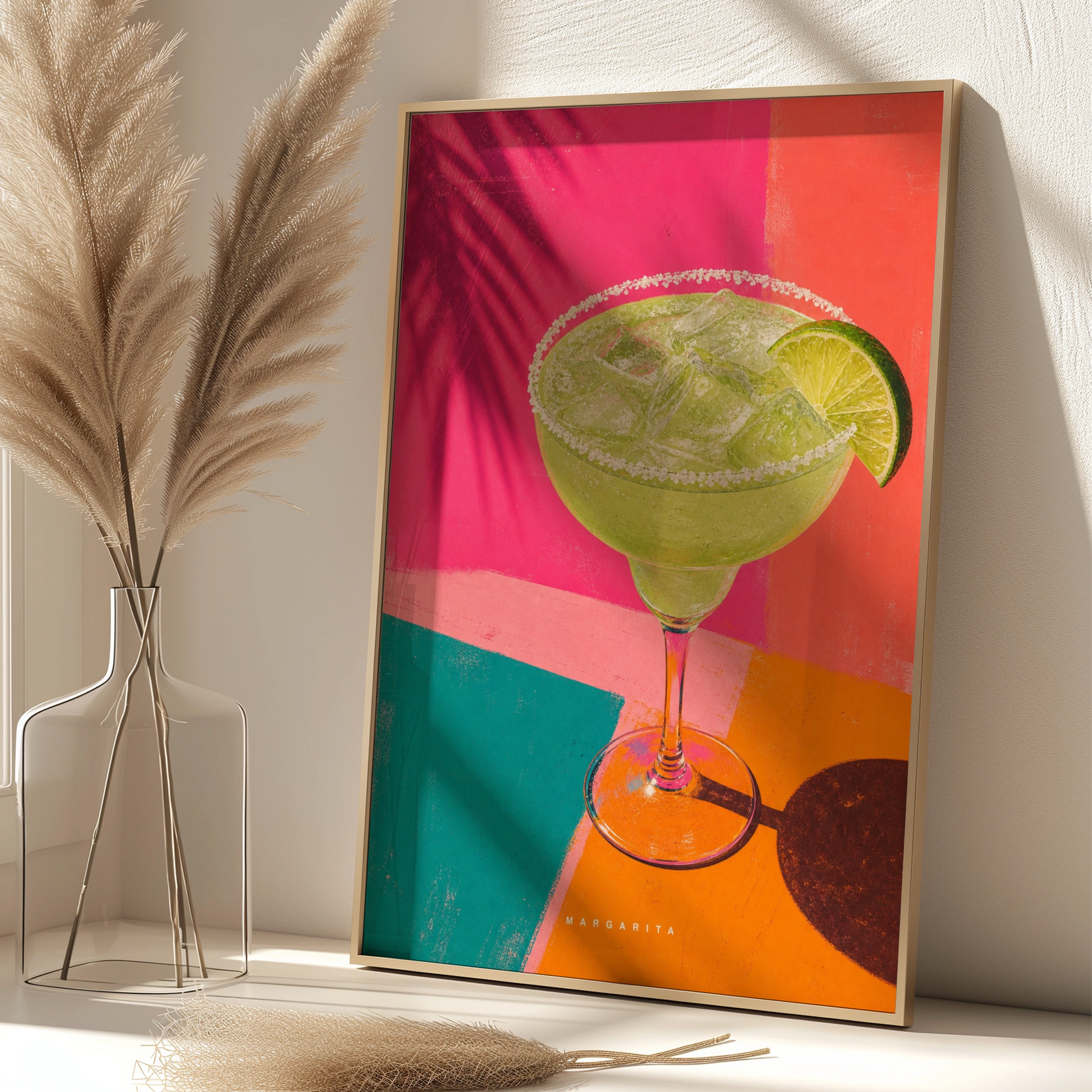 Margarita Cocktail Poster, Vibrant Tropical Bar Cart Wall Art, Colourful Kitchen Print