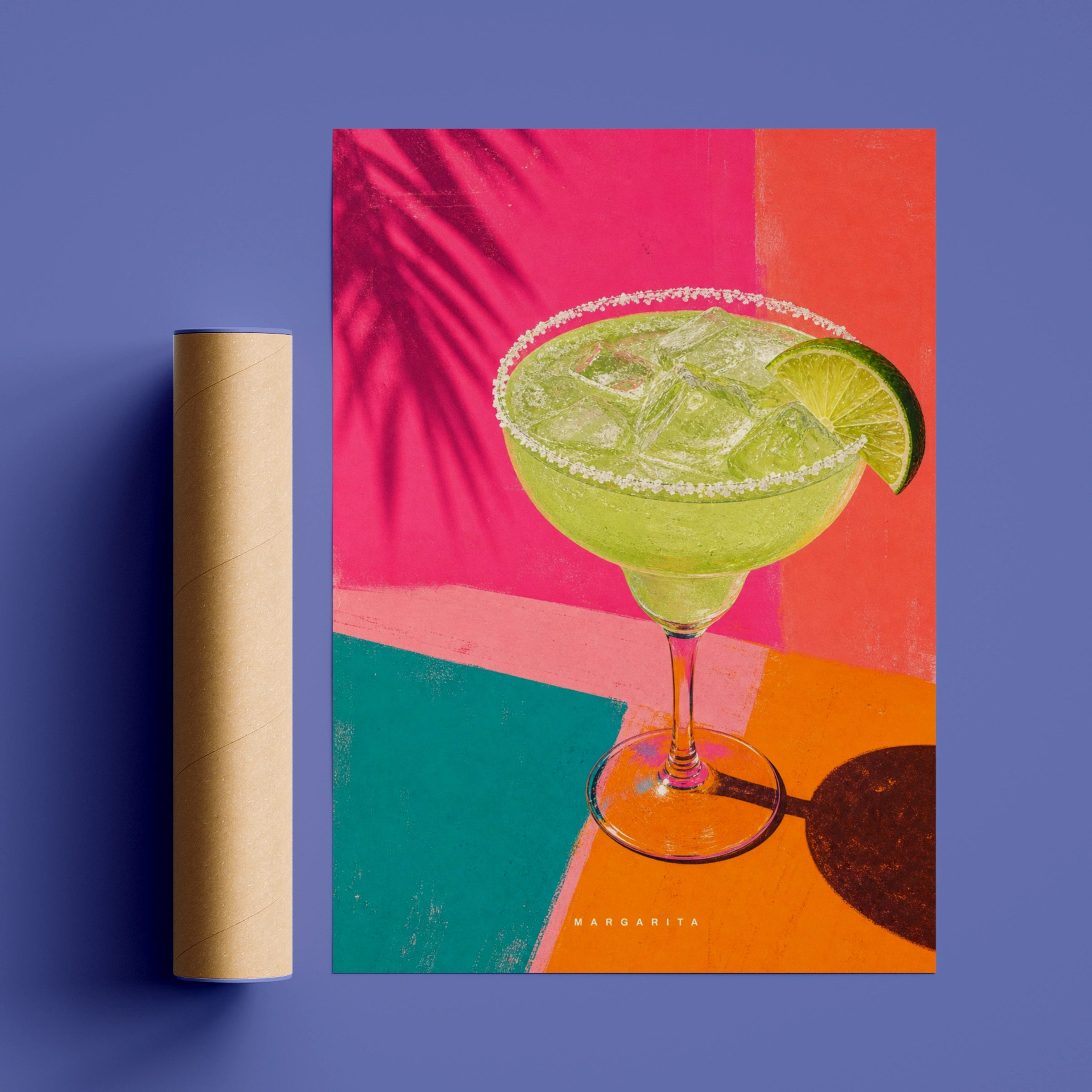 Margarita Cocktail Poster, Vibrant Tropical Bar Cart Wall Art, Colourful Kitchen Print