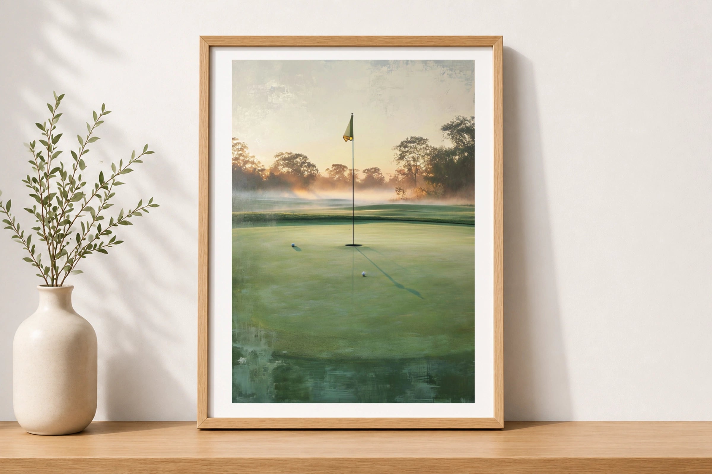 Golf Green Poster, Morning Mist Golf Course Wall Art, Putting Green Print, Gift for Golfer