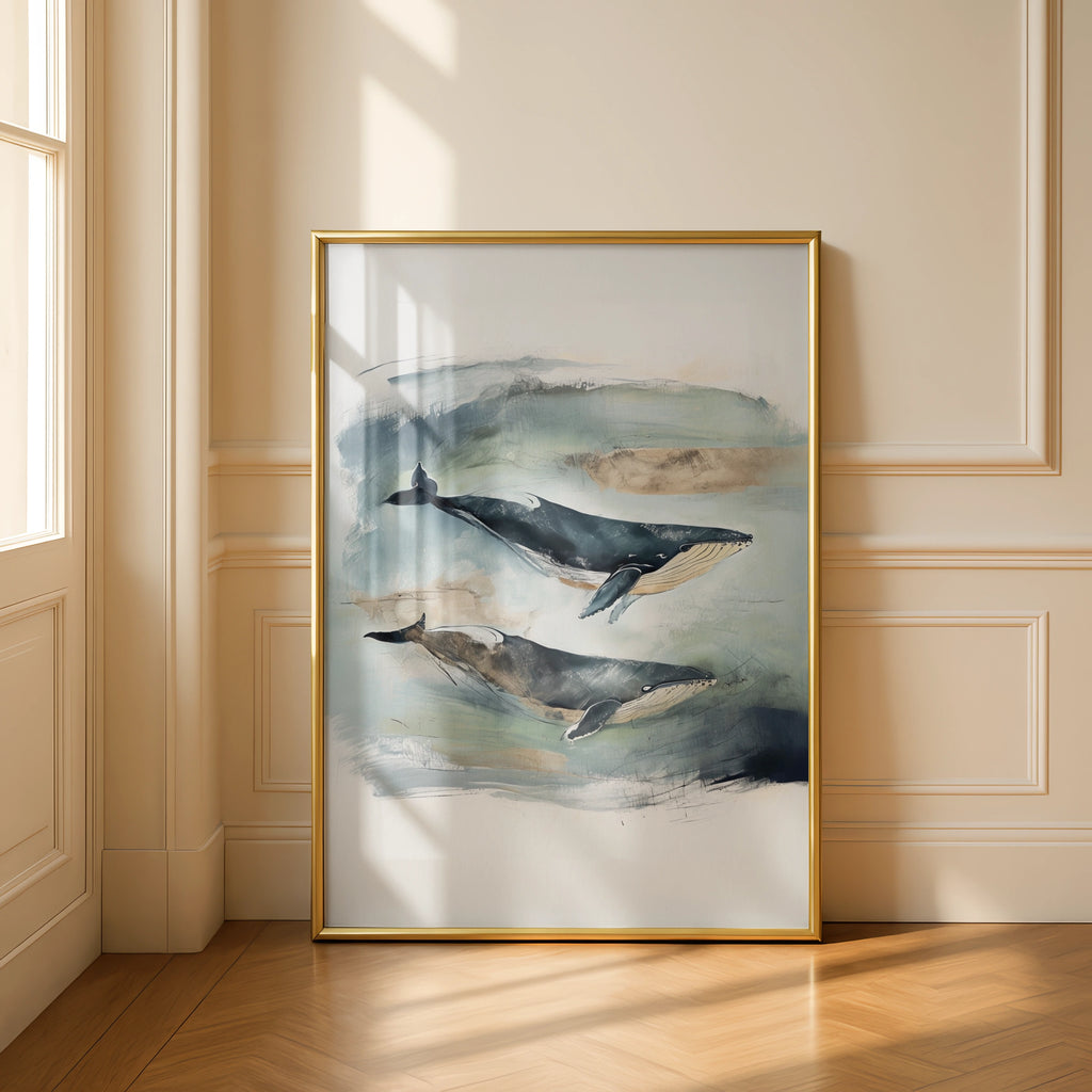 Humpback Whale Art Print, Ocean Animal Poster, Nautical Wall Art, Watercolour Sea Decor