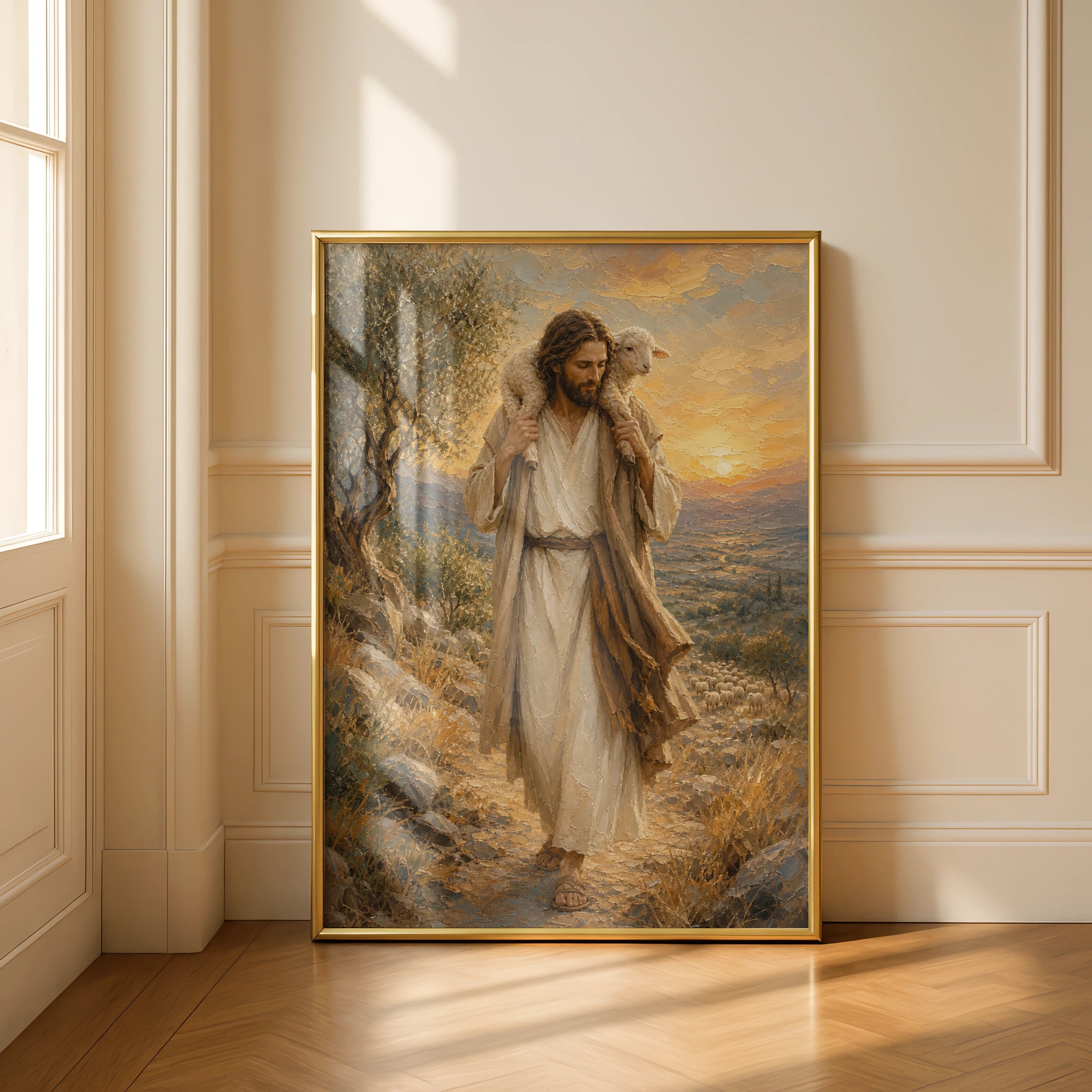 The Good Shepherd Jesus Poster, Christian Wall Art, Lamb of God, Religious Print