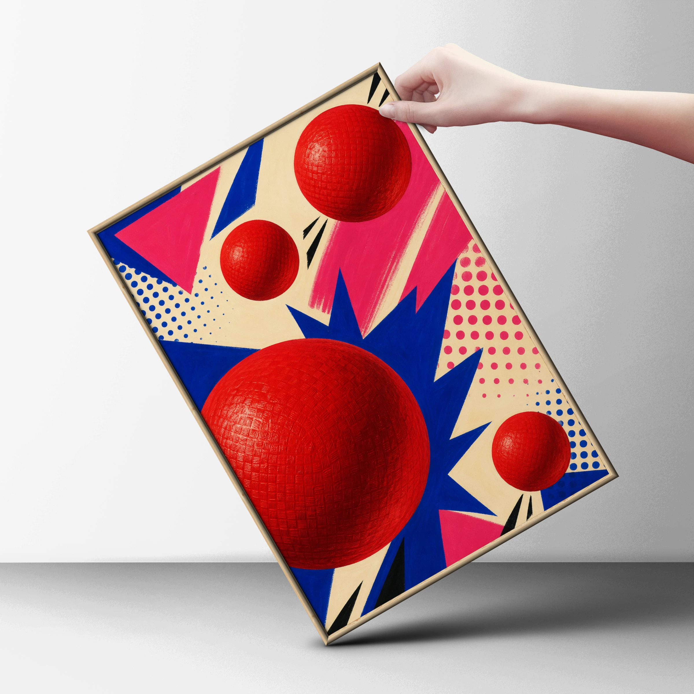 Pop Art Dodgeball Poster, Retro Red Ball Wall Art, Bold Colourful Sports Print