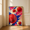 Pop Art Dodgeball Poster, Retro Red Ball Wall Art, Bold Colourful Sports Print