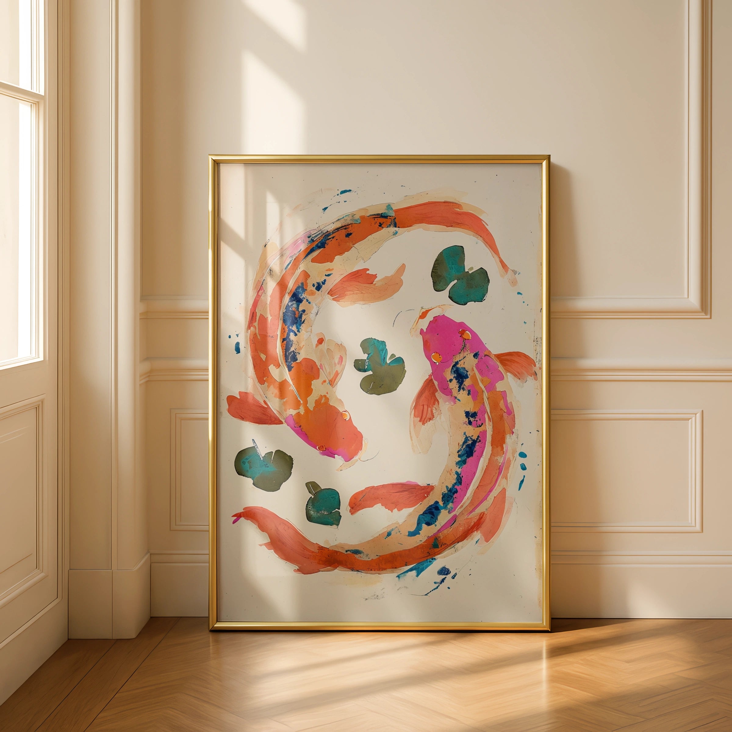 Koi Fish Wall Art, Japanese Koi Poster, Colourful Fish Print, Zen Home Decor