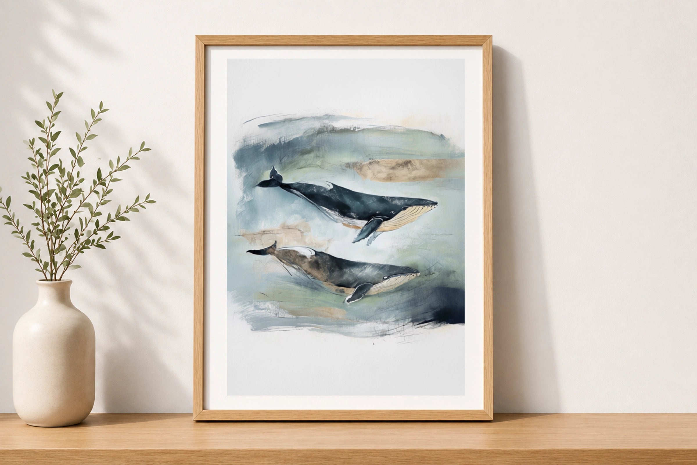 Humpback Whale Art Print, Ocean Animal Poster, Nautical Wall Art, Watercolour Sea Decor