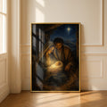 Nativity Scene Poster, Birth of Jesus Wall Art, Holy Family Christmas Print, Religious Christian