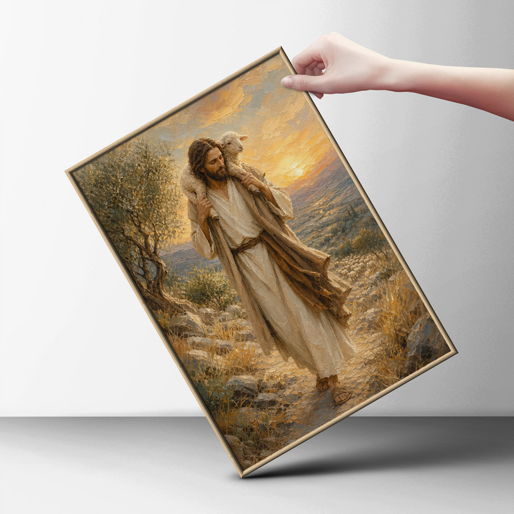 The Good Shepherd Jesus Poster, Christian Wall Art, Lamb of God, Religious Print