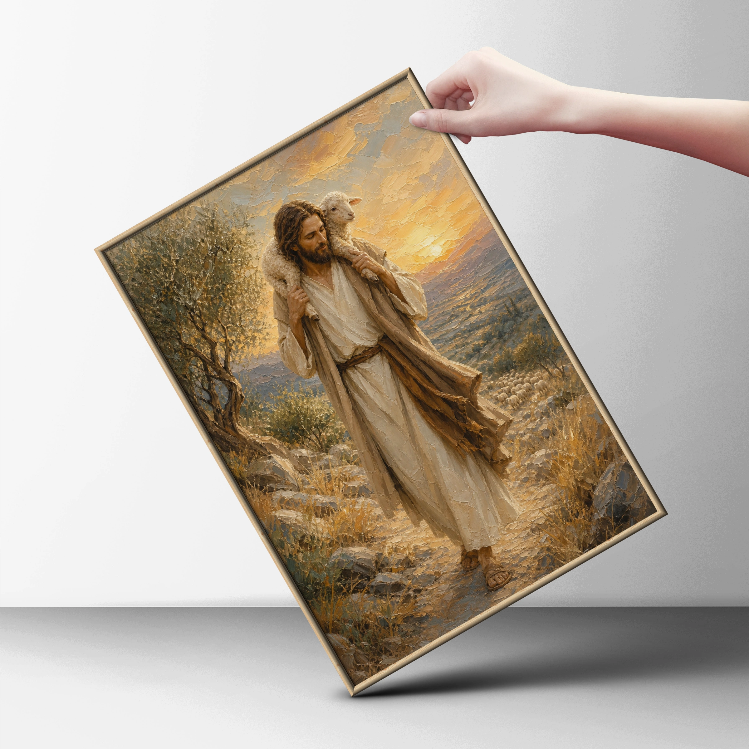 The Good Shepherd Jesus Poster, Christian Wall Art, Lamb of God, Religious Print