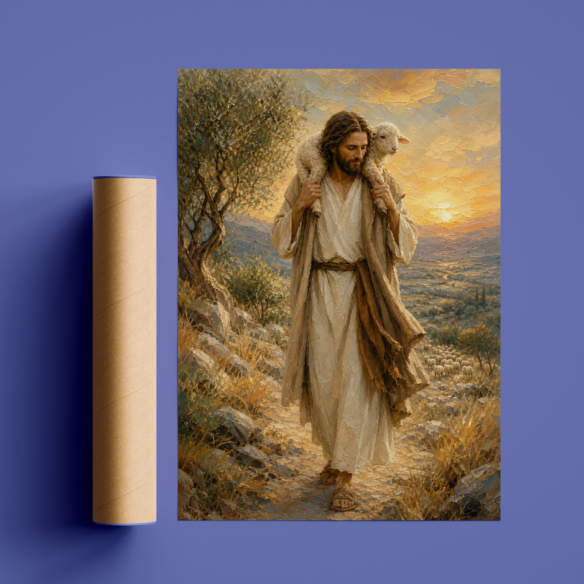 The Good Shepherd Jesus Poster, Christian Wall Art, Lamb of God, Religious Print