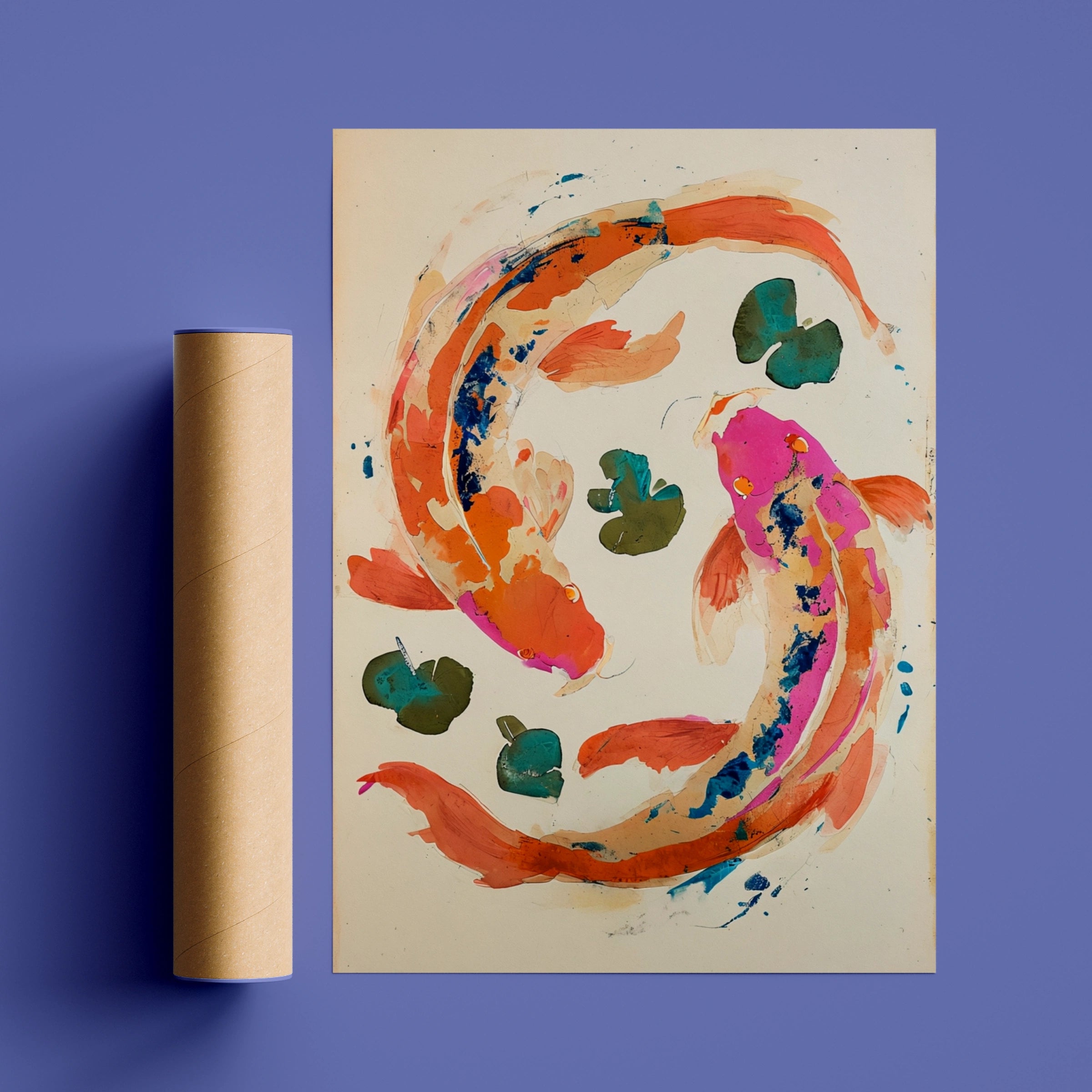 Koi Fish Wall Art, Japanese Koi Poster, Colourful Fish Print, Zen Home Decor
