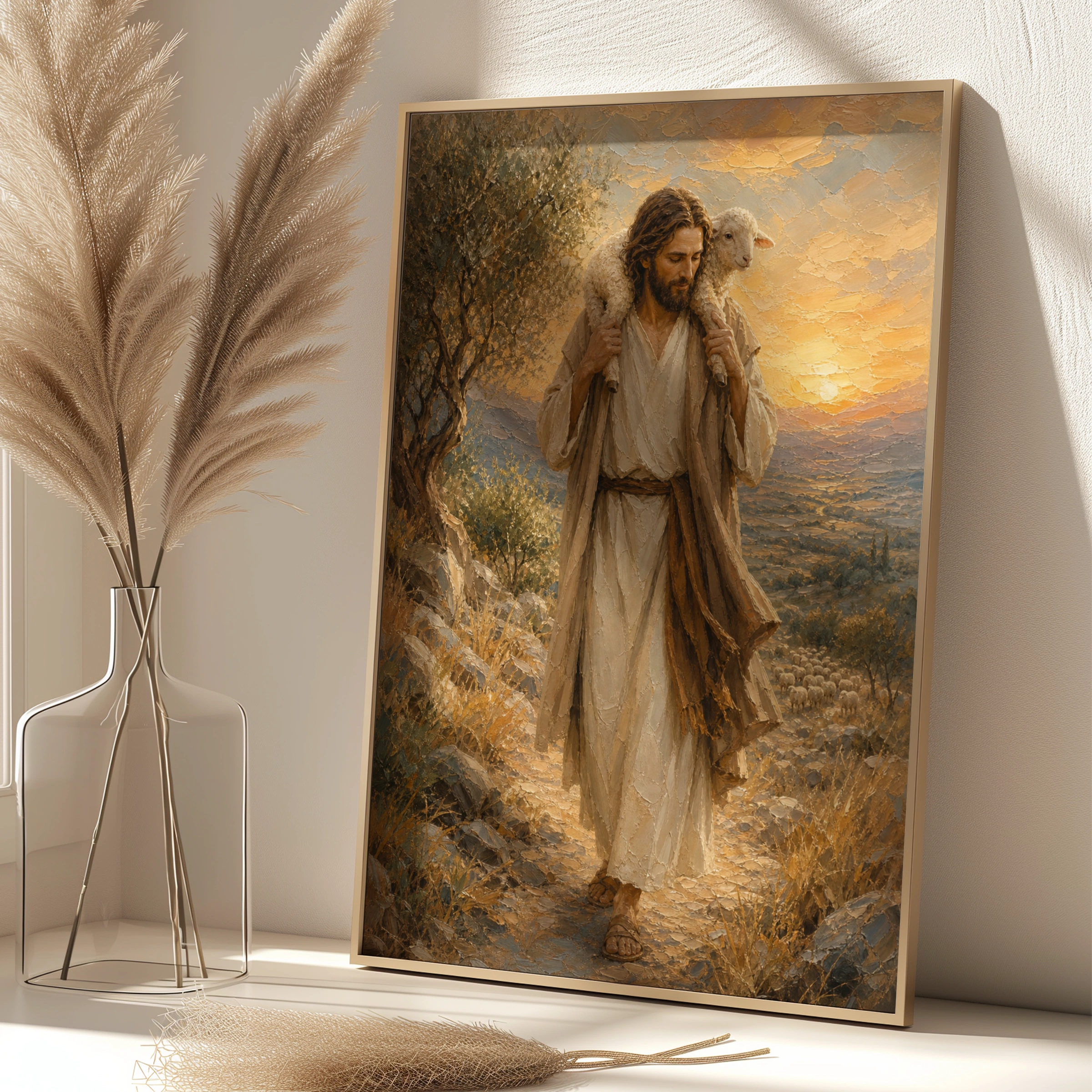 The Good Shepherd Jesus Poster, Christian Wall Art, Lamb of God, Religious Print