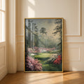 Floral Golf Course Painting Poster, Azalea Green Art Print, Golf Wall Art Gift