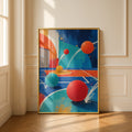 Colourful Dodgeball Court Abstract Art Poster, Sports Wall Art, Bold Retro Print